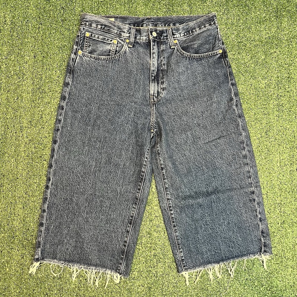 Levis Premium Lot 478 Baggy Shorts W34 Distressed Raw Hem Skater Grunge Y2K